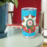 Azerbaijan National Emblem Tumbler Cup with Star and Flame Design in Sky Blue