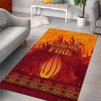 Azerbaijan Land of Fire Area Rug with Flame Towers and Baku Design