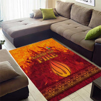 Azerbaijan Land of Fire Area Rug with Flame Towers and Baku Design