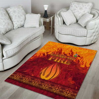Azerbaijan Land of Fire Area Rug with Flame Towers and Baku Design