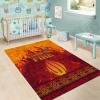 Azerbaijan Land of Fire Area Rug with Flame Towers and Baku Design