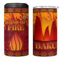 Azerbaijan Land of Fire 4 in 1 Can Cooler Tumbler with Flame Towers and Baku Design