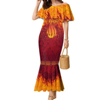 Azerbaijan Land of Fire Family Matching Mermaid Dress and Hawaiian Shirt with Flame Towers and Baku Design