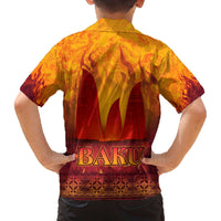Azerbaijan Land of Fire Family Matching Off The Shoulder Long Sleeve Dress and Hawaiian Shirt with Flame Towers and Baku Design