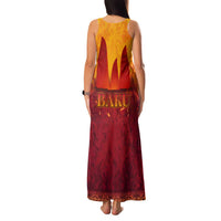 Azerbaijan Land of Fire Family Matching Tank Maxi Dress and Hawaiian Shirt with Flame Towers and Baku Design