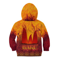 Azerbaijan Land of Fire Kid Hoodie with Flame Towers and Baku Design