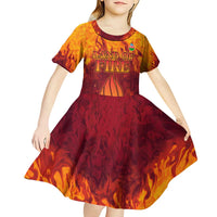 Azerbaijan Land of Fire Kid Short Sleeve Dress with Flame Towers and Baku Design