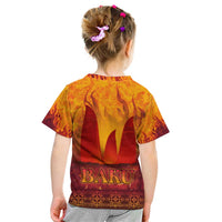 Azerbaijan Land of Fire Kid T Shirt with Flame Towers and Baku Design