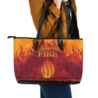 Azerbaijan Land of Fire Leather Tote Bag with Flame Towers and Baku Design