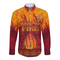 Azerbaijan Land of Fire Long Sleeve Button Shirt with Flame Towers and Baku Design