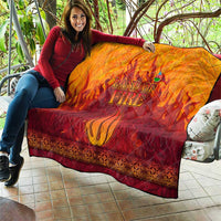 Azerbaijan Land of Fire Quilt with Flame Towers and Baku Design