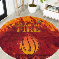 Azerbaijan Land of Fire Round Carpet with Flame Towers and Baku Design
