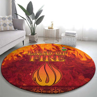 Azerbaijan Land of Fire Round Carpet with Flame Towers and Baku Design
