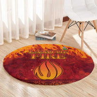 Azerbaijan Land of Fire Round Carpet with Flame Towers and Baku Design
