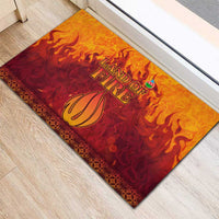 Azerbaijan Land of Fire Rubber Doormat with Flame Towers and Baku Design