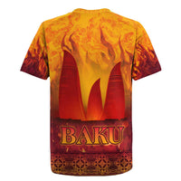 Azerbaijan Land of Fire Rugby Jersey with Flame Towers and Baku Design