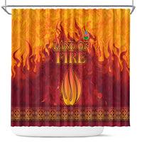 Azerbaijan Land of Fire Shower Curtain with Flame Towers and Baku Design