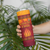 Azerbaijan Land of Fire Skinny Tumbler with Flame Towers and Baku Design