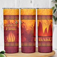 Azerbaijan Land of Fire Skinny Tumbler with Flame Towers and Baku Design