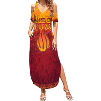 Azerbaijan Land of Fire Summer Maxi Dress with Flame Towers and Baku Design