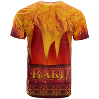 Azerbaijan Land of Fire T Shirt with Flame Towers and Baku Design