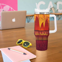 Azerbaijan Land of Fire Tumbler With Handle with Flame Towers and Baku Design