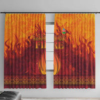 Azerbaijan Land of Fire Window Curtain with Flame Towers and Baku Design