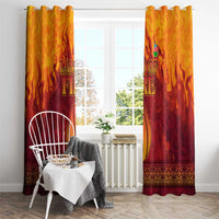 Azerbaijan Land of Fire Window Curtain with Flame Towers and Baku Design