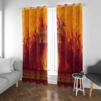 Azerbaijan Land of Fire Window Curtain with Flame Towers and Baku Design