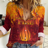 Azerbaijan Land of Fire Women Casual Shirt with Flame Towers and Baku Design