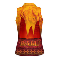 Azerbaijan Land of Fire Women Sleeveless Polo Shirt with Flame Towers and Baku Design