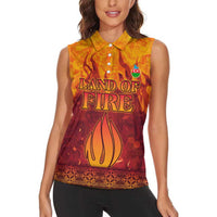Azerbaijan Land of Fire Women Sleeveless Polo Shirt with Flame Towers and Baku Design