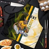 Personalized Australia Soccer Kangaroo Apron World Football Mascot Green Gold Abstract Wave