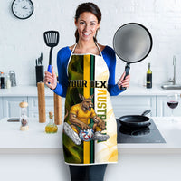 Personalized Australia Soccer Kangaroo Apron World Football Mascot Green Gold Abstract Wave