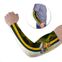 Personalized Australia Soccer Kangaroo Arm Sleeves World Football Mascot Green Gold Abstract Wave
