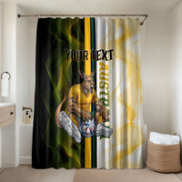 Personalized Australia Soccer Kangaroo Bathroom Set World Football Mascot Green Gold Abstract Wave