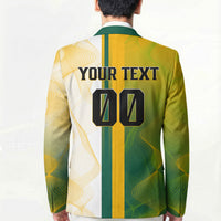 Personalized Australia Soccer Kangaroo Blazer World Football Mascot Green Gold Abstract Wave
