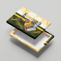 Personalized Australia Soccer Kangaroo Canvas Wall Art World Football Mascot Green Gold Abstract Wave