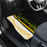 Personalized Australia Soccer Kangaroo Car Mats World Football Mascot Green Gold Abstract Wave