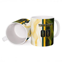 Personalized Australia Soccer Kangaroo Ceramic Mug World Football Mascot Green Gold Abstract Wave