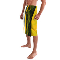Personalized Australia Soccer Kangaroo Lavalava World Football Mascot Green Gold Abstract Wave