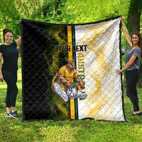 Personalized Australia Soccer Kangaroo Quilt World Football Mascot Green Gold Abstract Wave
