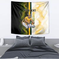 Personalized Australia Soccer Kangaroo Tapestry World Football Mascot Green Gold Abstract Wave