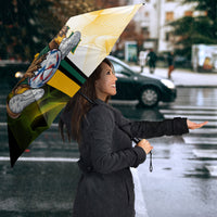 Personalized Australia Soccer Kangaroo Umbrella World Football Mascot Green Gold Abstract Wave