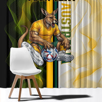 Personalized Australia Soccer Kangaroo Window Curtain World Football Mascot Green Gold Abstract Wave
