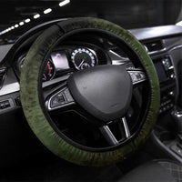 Walleye Fishing Steering Wheel Cover American Flag Background and Green Grunge Style Design - Wonder Print Shop
