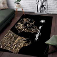 Personalized Boar Hunting Camouflage Area Rug Wild Hog Silhouette and Black Tactical Camo - Wonder Print Shop