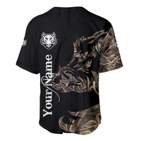 Personalized Boar Hunting Camouflage Baseball Jersey Wild Hog Silhouette and Black Tactical Camo - Wonder Print Shop