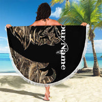 Personalized Boar Hunting Camouflage Beach Blanket Wild Hog Silhouette and Black Tactical Camo - Wonder Print Shop