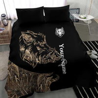 Personalized Boar Hunting Camouflage Bedding Set Wild Hog Silhouette and Black Tactical Camo - Wonder Print Shop